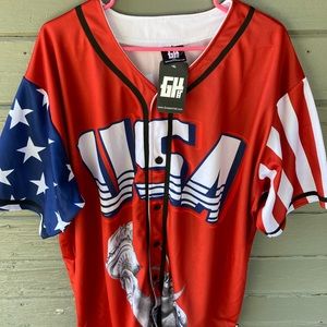 Donald Trump #45 Baseball Jersey Red/White/Blue USA 3XL